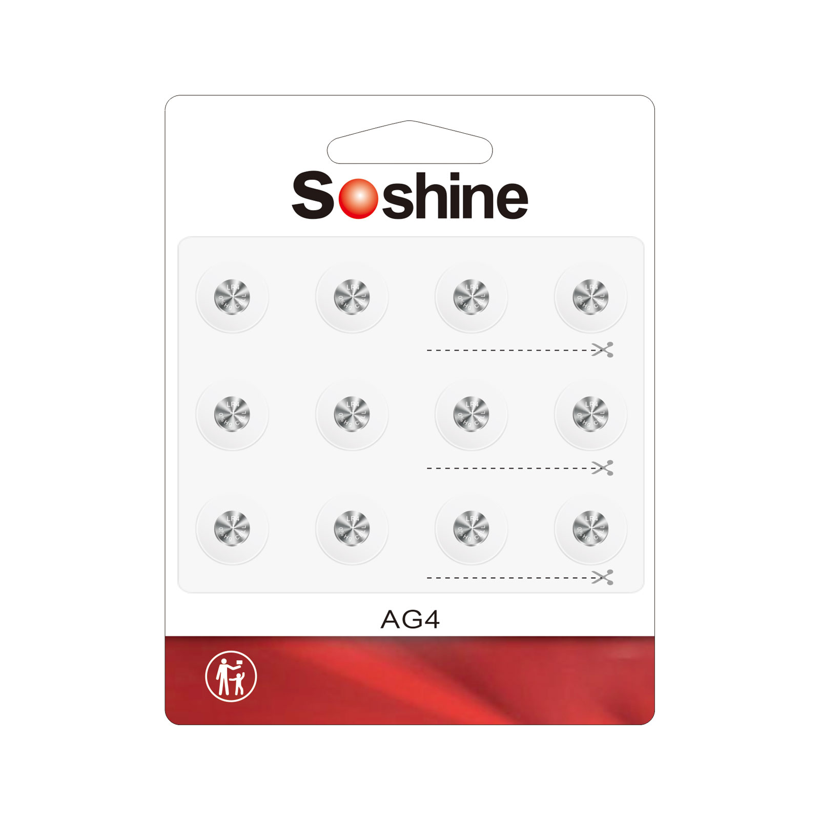 Soshine Alkaline AG4 L1131 390 V390 LR54 1.5V battery (Pack of 12)